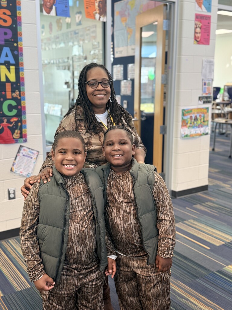 Mrs. Davenport and twins twinning in camo.