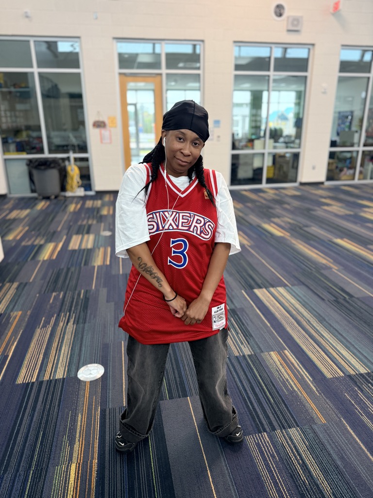 Ms. Sunderland came dressed to play in her Sixers jersey and jeans.