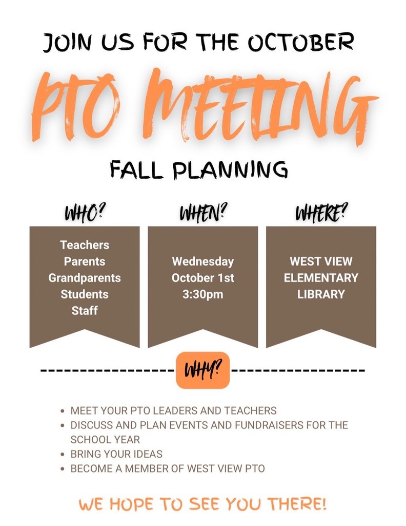 PTO Oct. 1st at 3:30pm in the Library