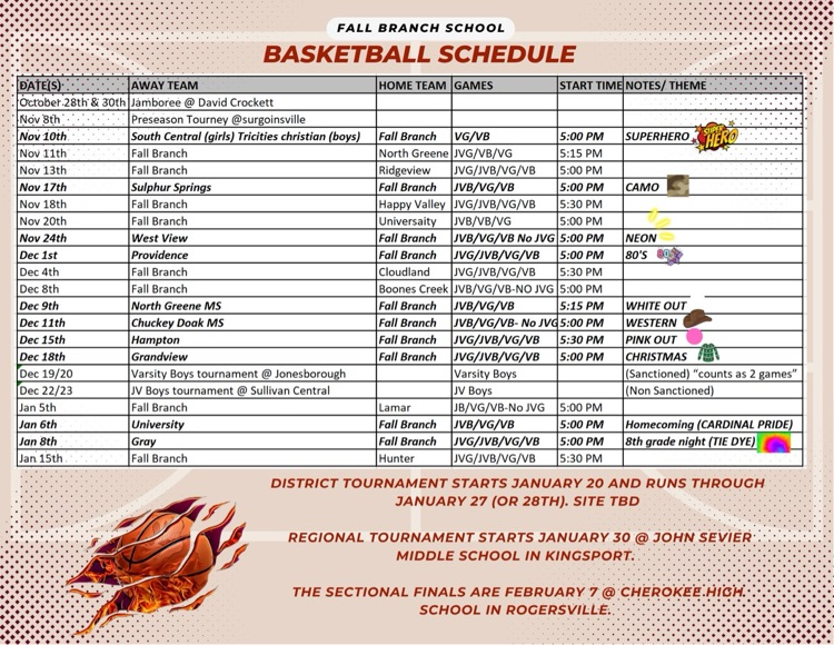 updated schedule