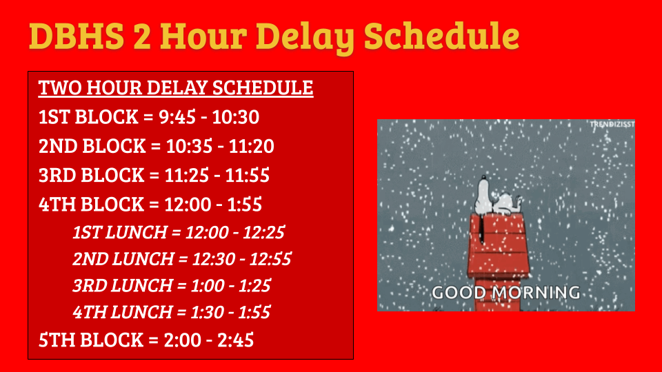 2 hour delay schedule