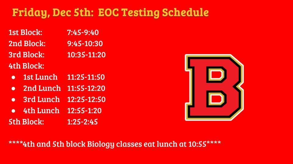 EOC Schedule 12/5