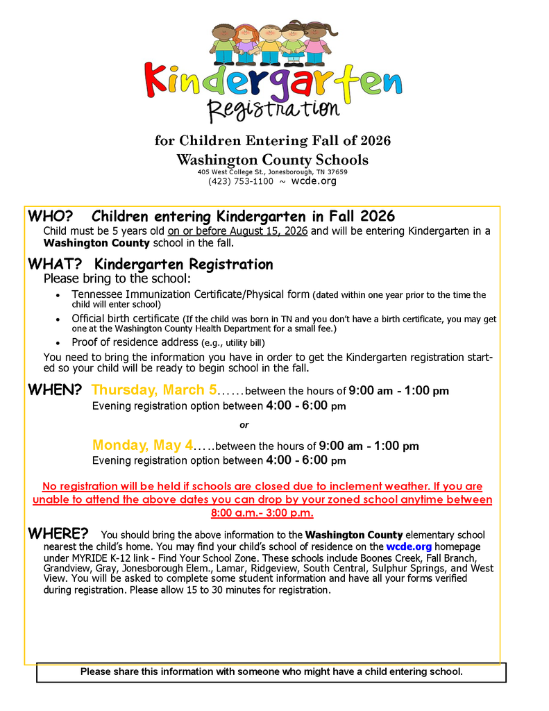 Kindergarten Registration Flyer