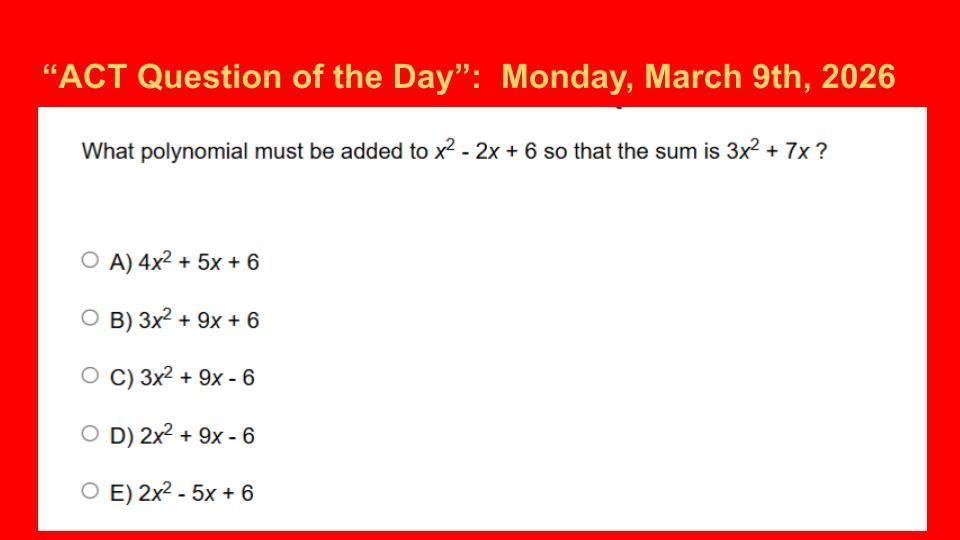 ACT Question 3/9