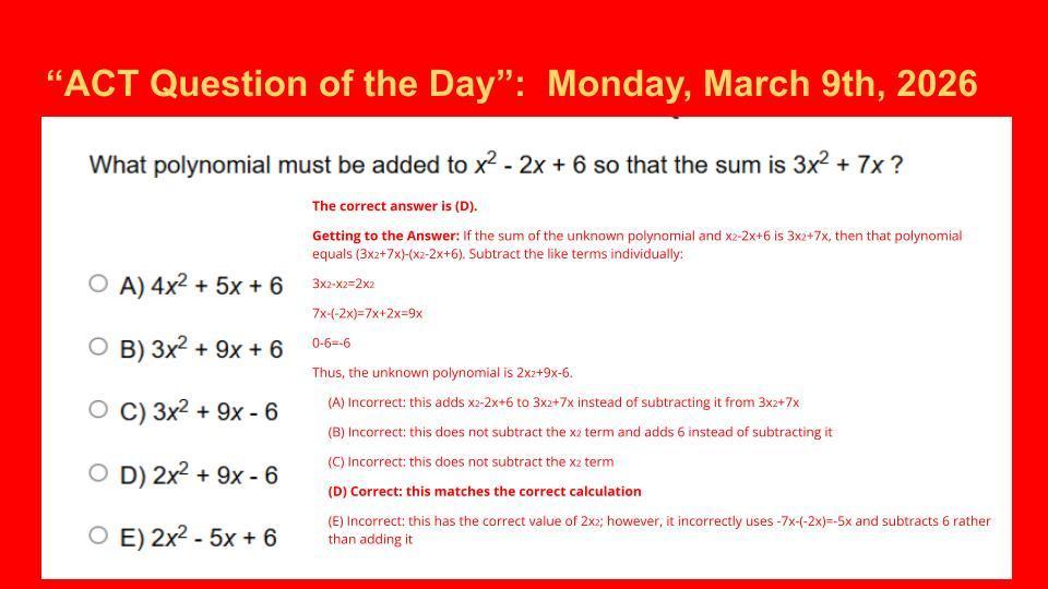 ACT Answer 3/9
