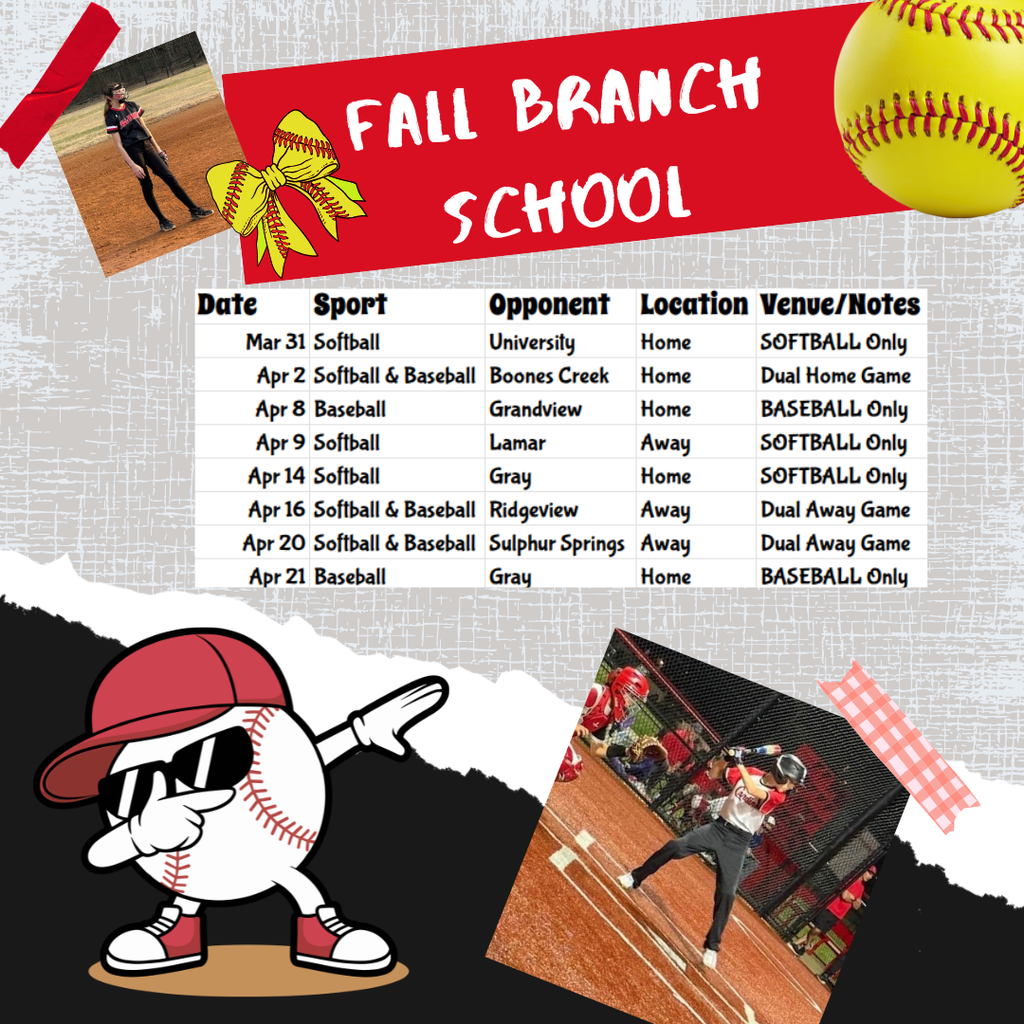updated softball and baseball schedule