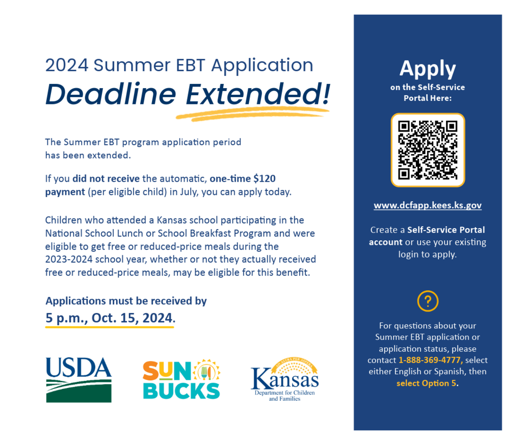 2024 Summer EBT has been extended to October 15