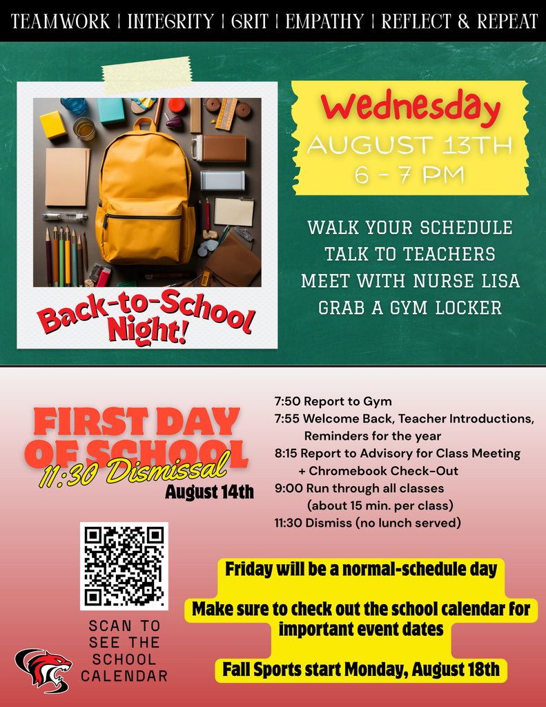 Back to School Night Info + First day of school schedule