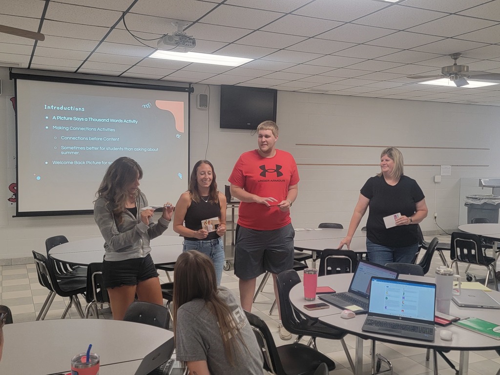 WCES staff doing an activity with explaining a card