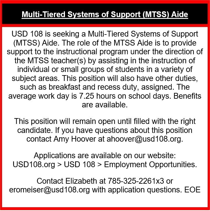 MTSS Aide Job Opening