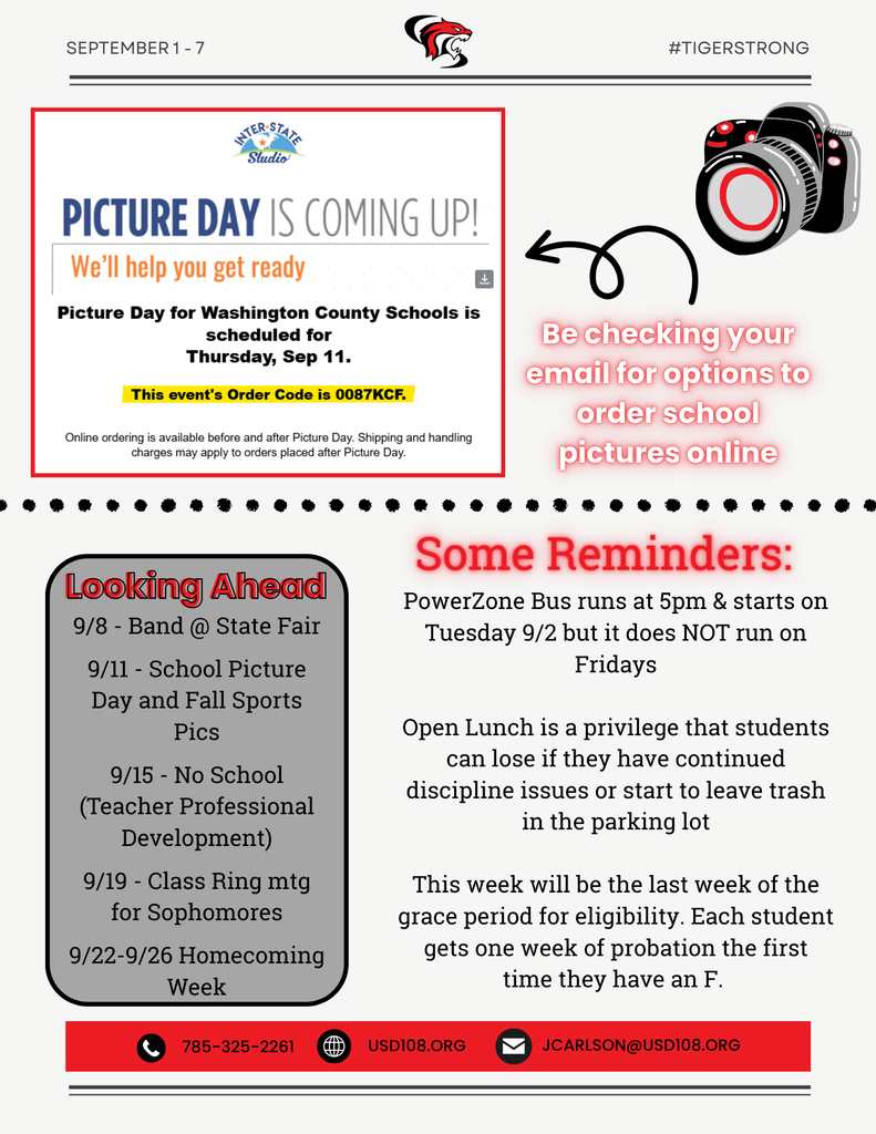 Picture Day info, Looking Ahead, Some reminders