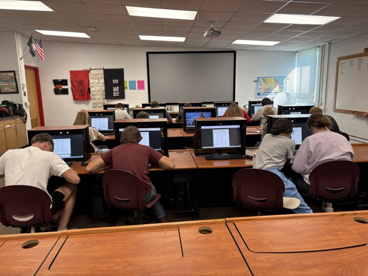 students working in class