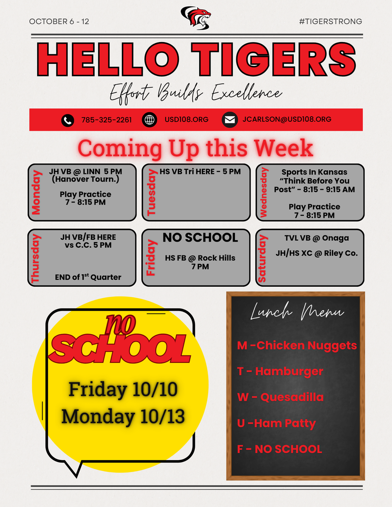 Activity Calendar, No School, Lunch Menu