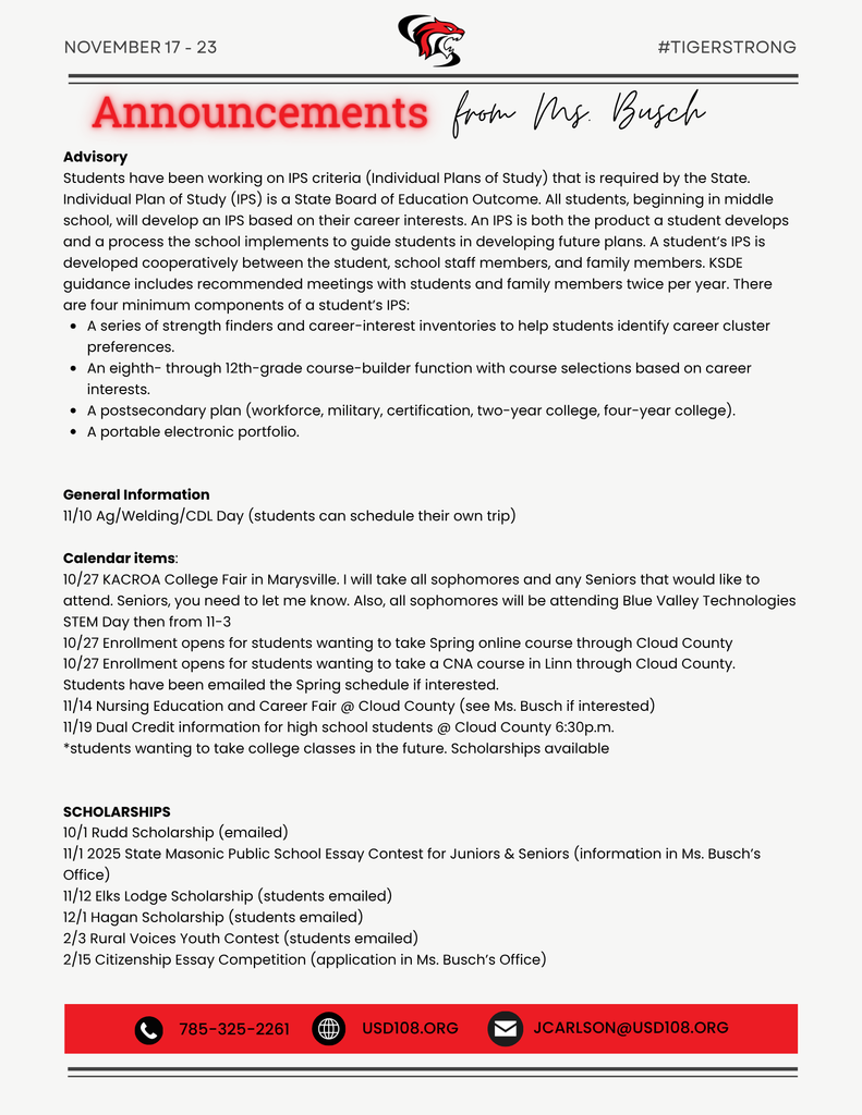 Important Info from Ms. Busch