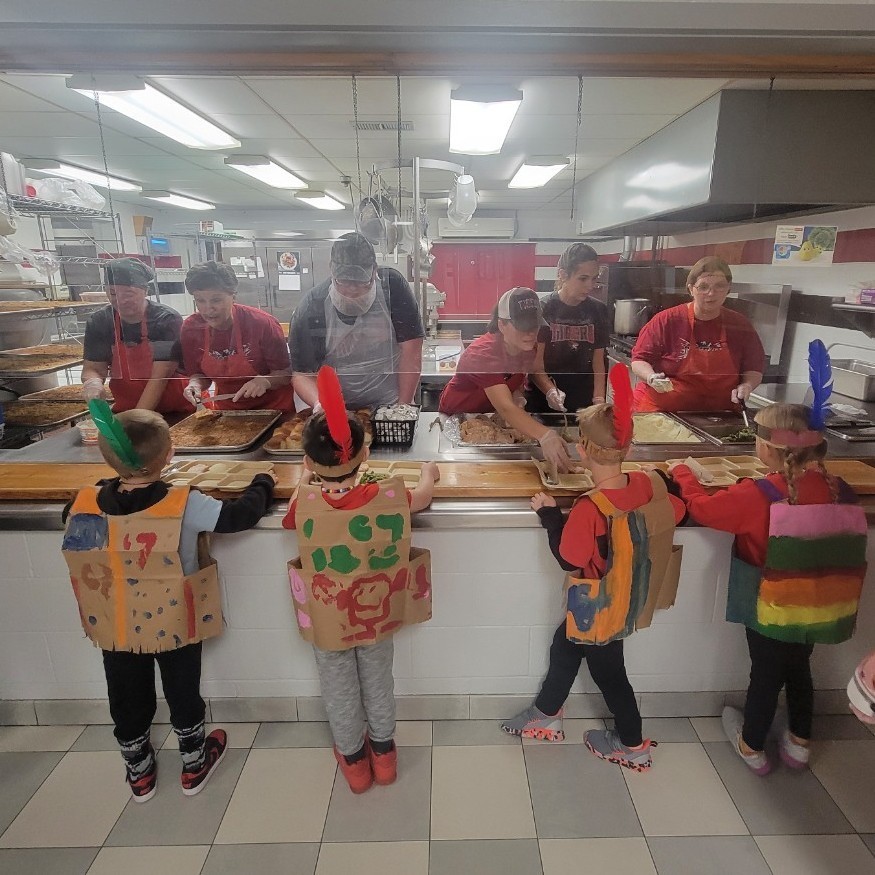 students getting meal
