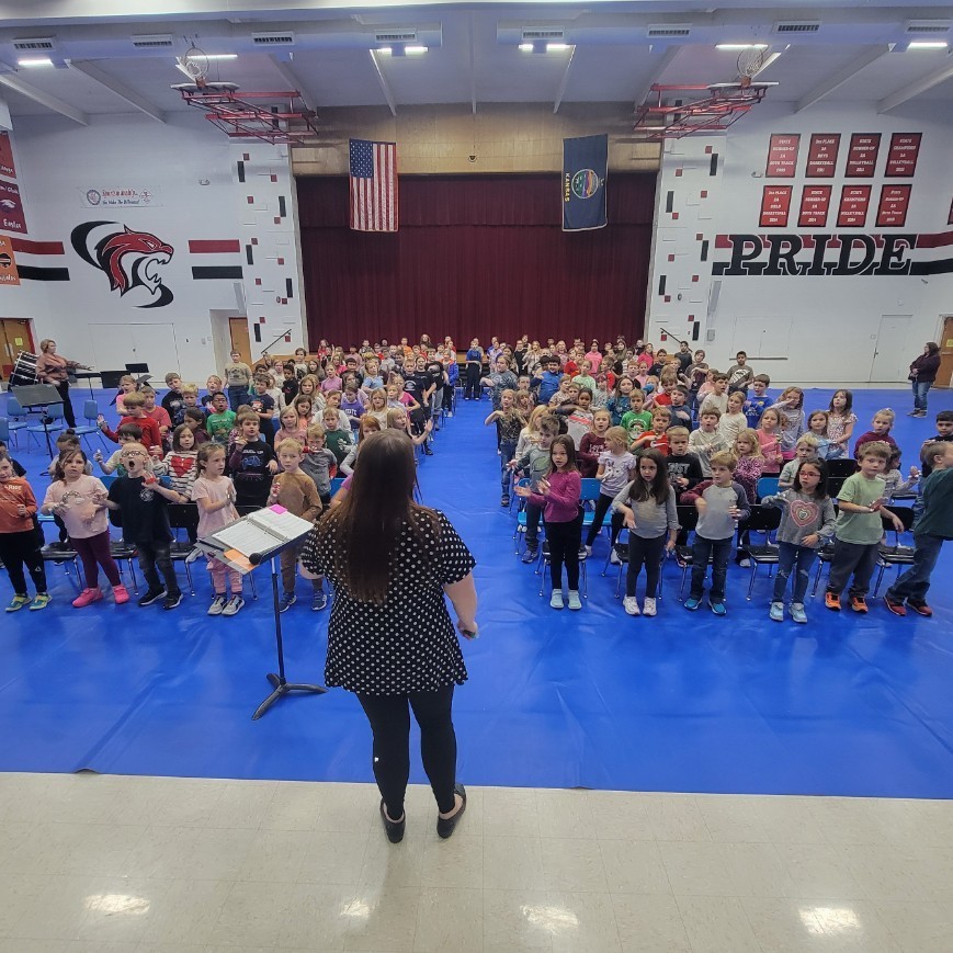 students practicing for winter music concert