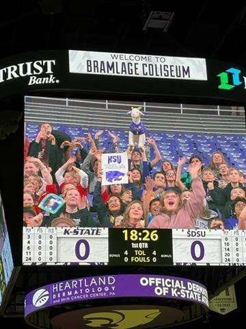 4th through 7th students at KSU women's basketball game