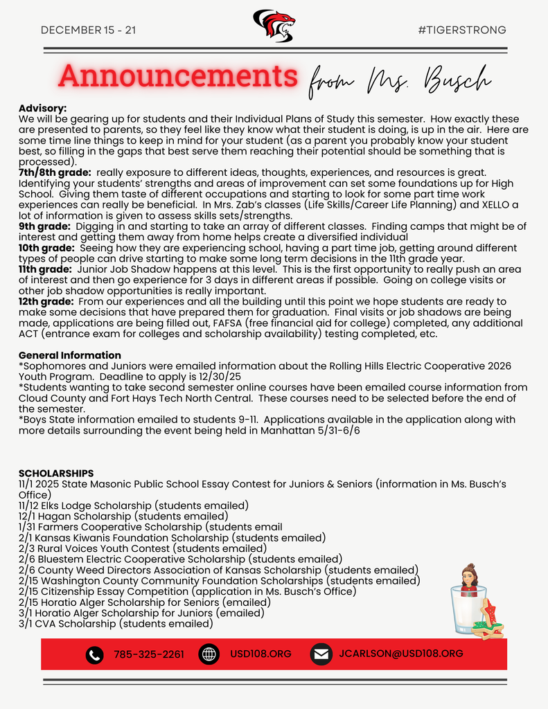 Important Info from Ms. Busch