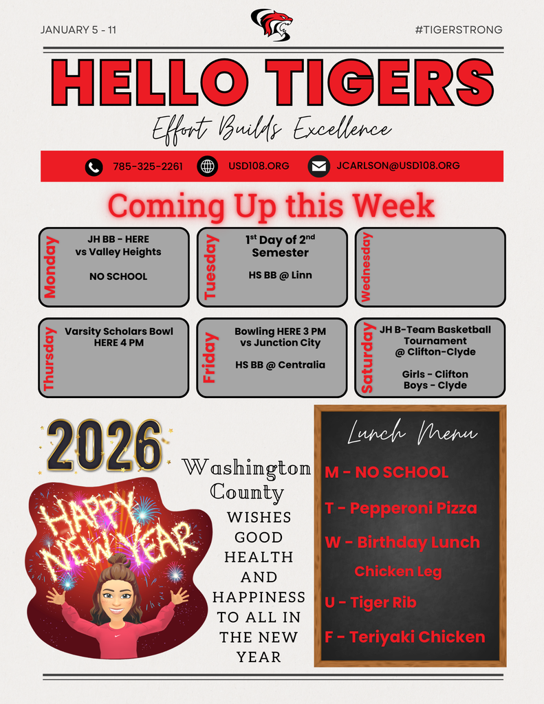 Activity Calendar, Happy New year, Lunch Menu