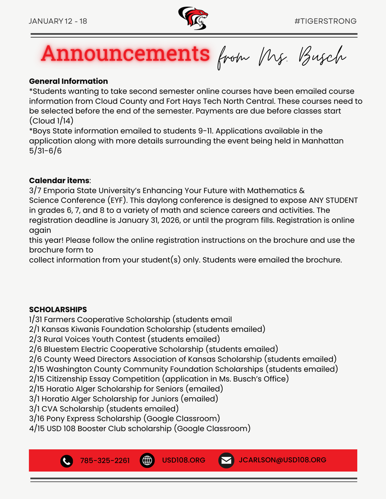 Important Info from Ms. Busch