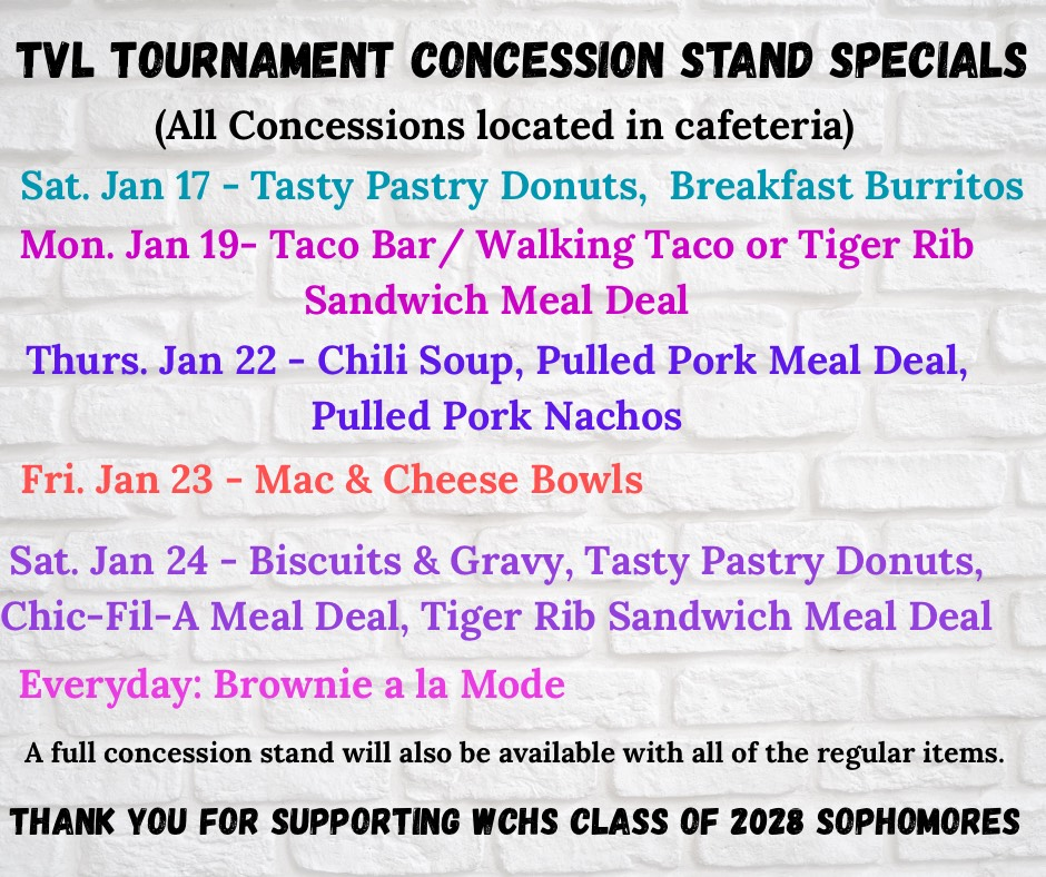 TVL Tournament Concession Stand Specials