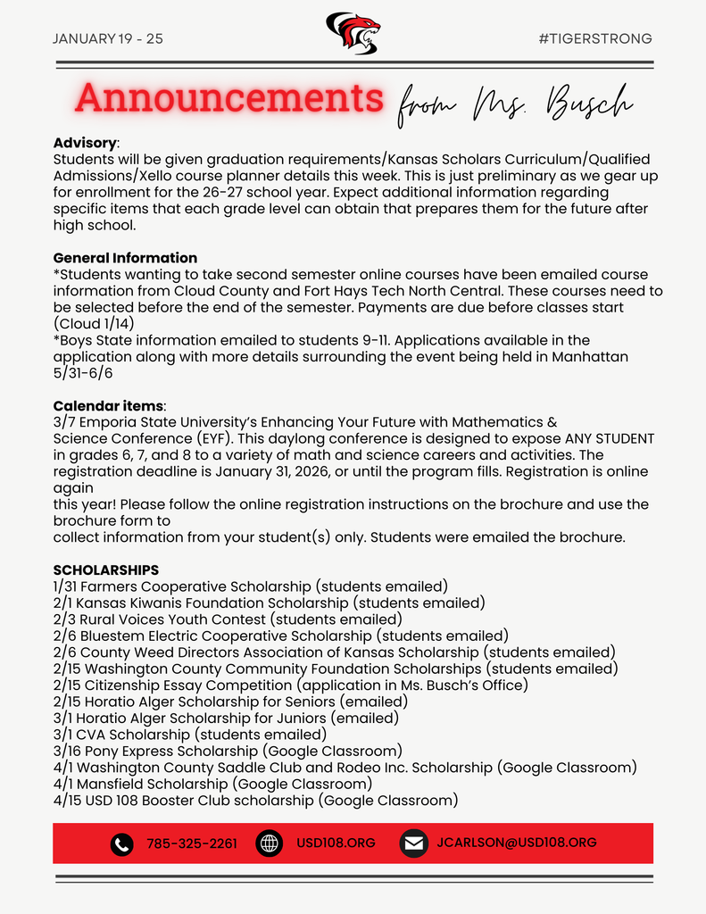 Important Info from Ms. Busch