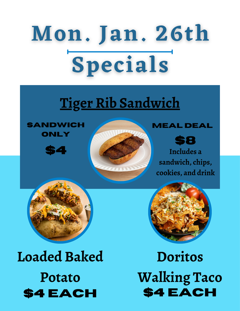 Monday January 26th Specials