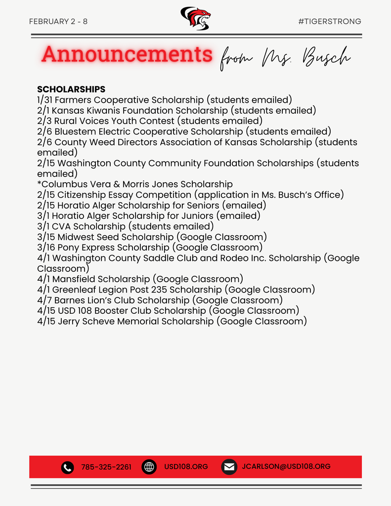 Important Info from Ms. Busch