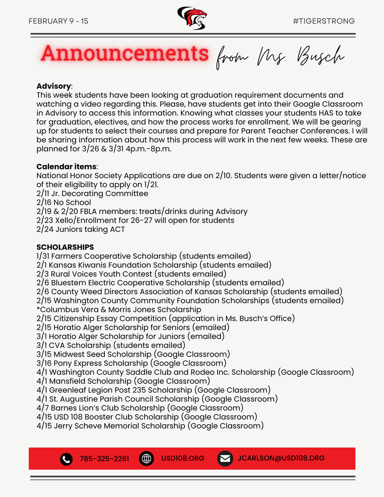 Important Info from Ms. Busch