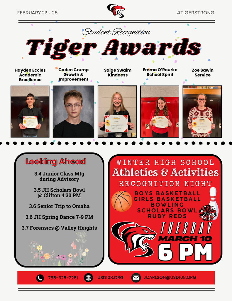 Tiger Awards Recipients, Looking Ahead, Winter Awards Night