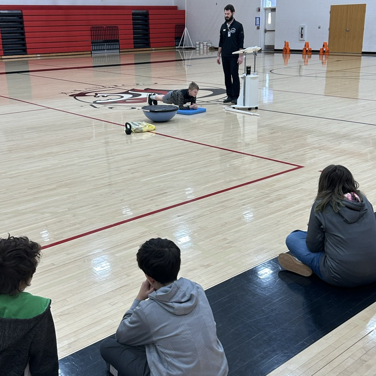 Mitch Savage talking to 5th and 6th graders.