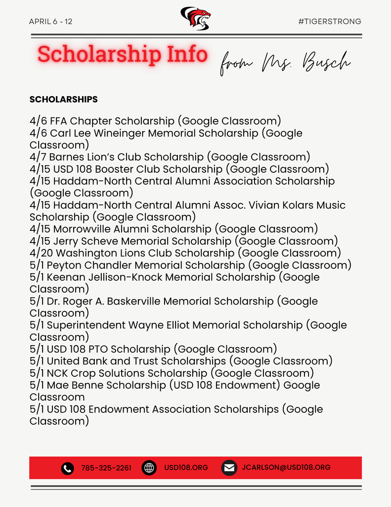 Scholarship Info from Ms. Busch