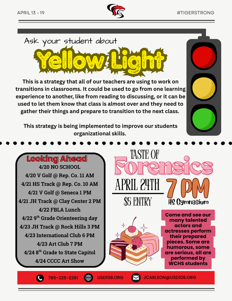 Yellow Light Strategy in the classroom - ask your students about it, Looking ahead, Taste of Forensics - April 24th @ 7 PM