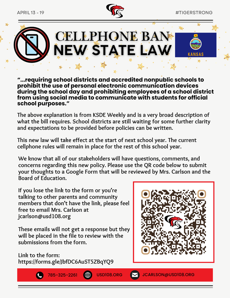 Cell Phone Ban Information - fill out the form with your questions, comments, or concerns