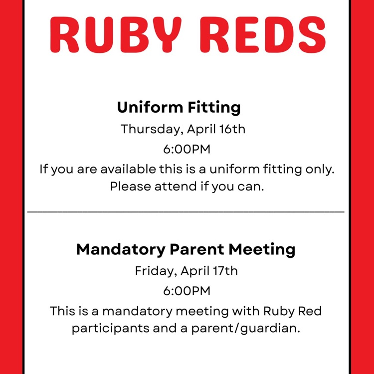 Meeting invitation for 2026-2027 Ruby Reds