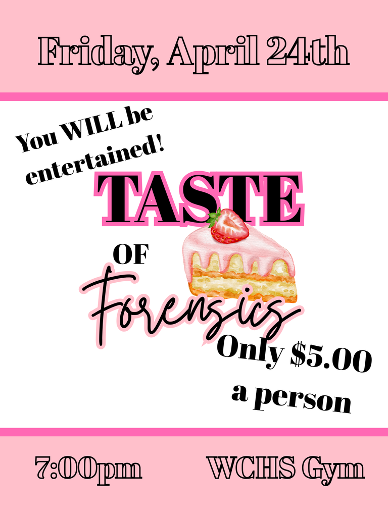 Taste of Forensics April 24 at 7:00pm