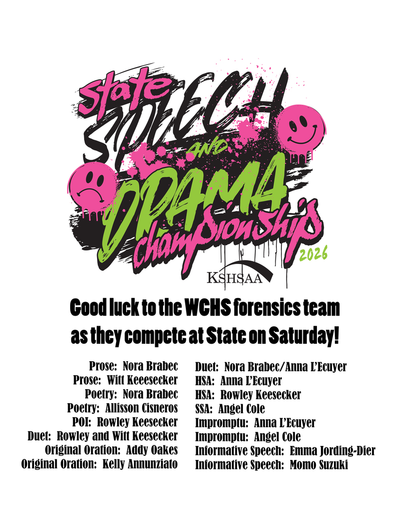 Good luck to all those participating in State Forensics on Saturday