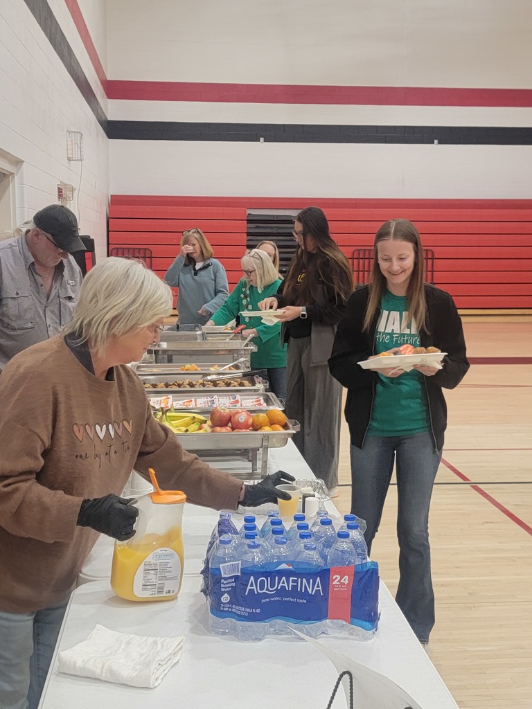 staff getting breakfast
