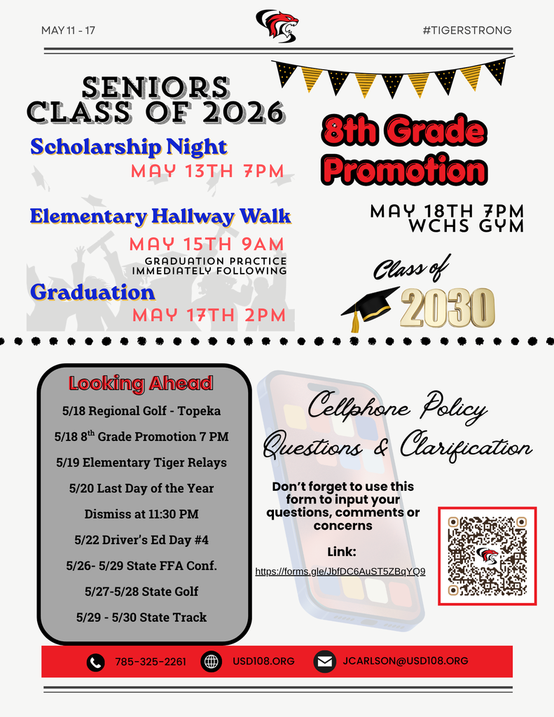 Graduation and Promotion Information, Looking Ahead, Cellphone Policy Google Form