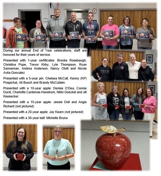During the 25-26 End-of-Year celebration staff and teachers were recognized for their years of service.