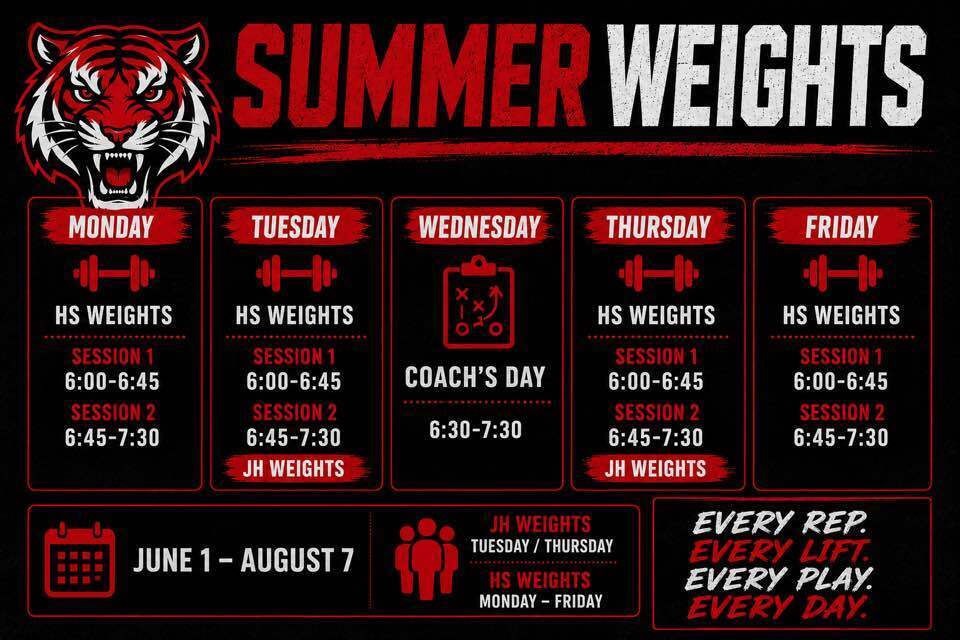 summer weights schedule