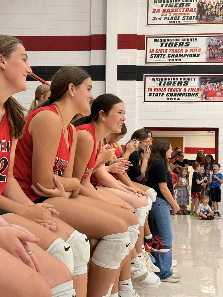 Hs volleyball girls watching from the bleachers