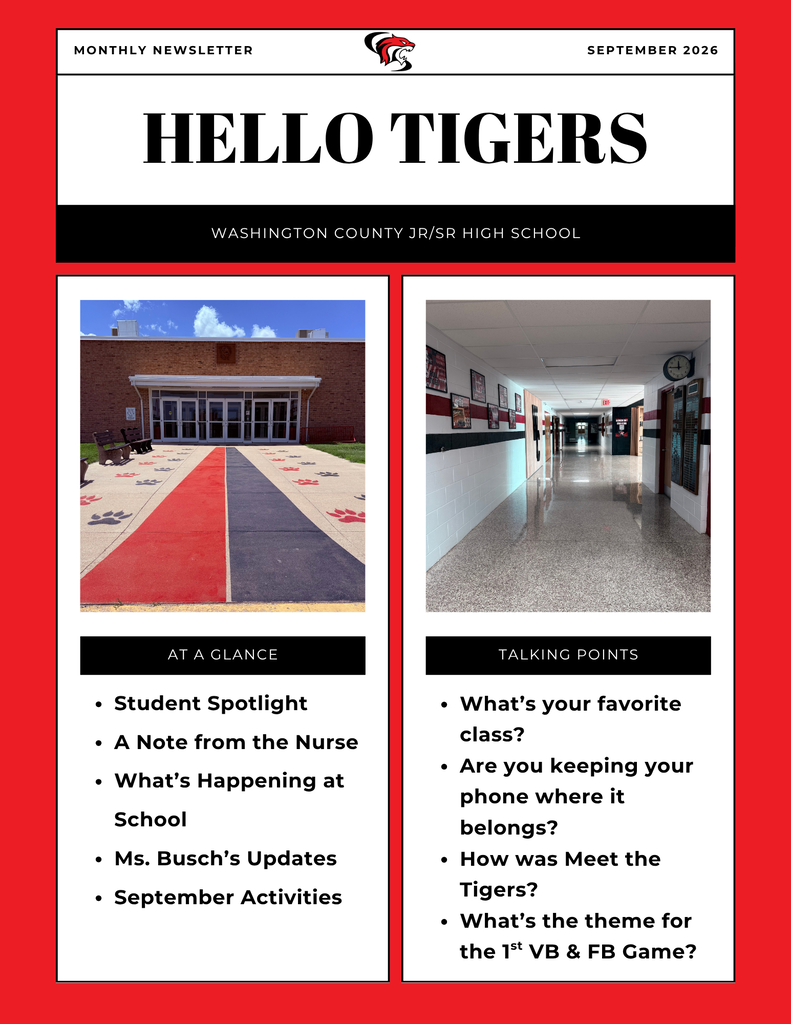 September Newsletter Cover - Featuring a Student Spotlight, Nurse's Notes, School updates, Important Info from Ms. Busch & September Activities