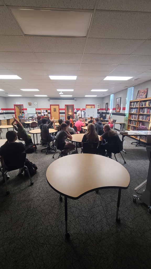 Judge Cohorst visiting with students in the WCHS Library.