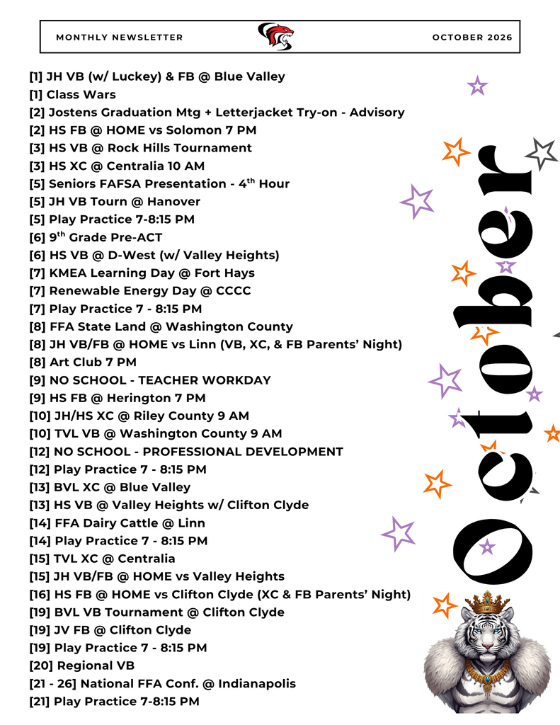 Activities for the Month of October