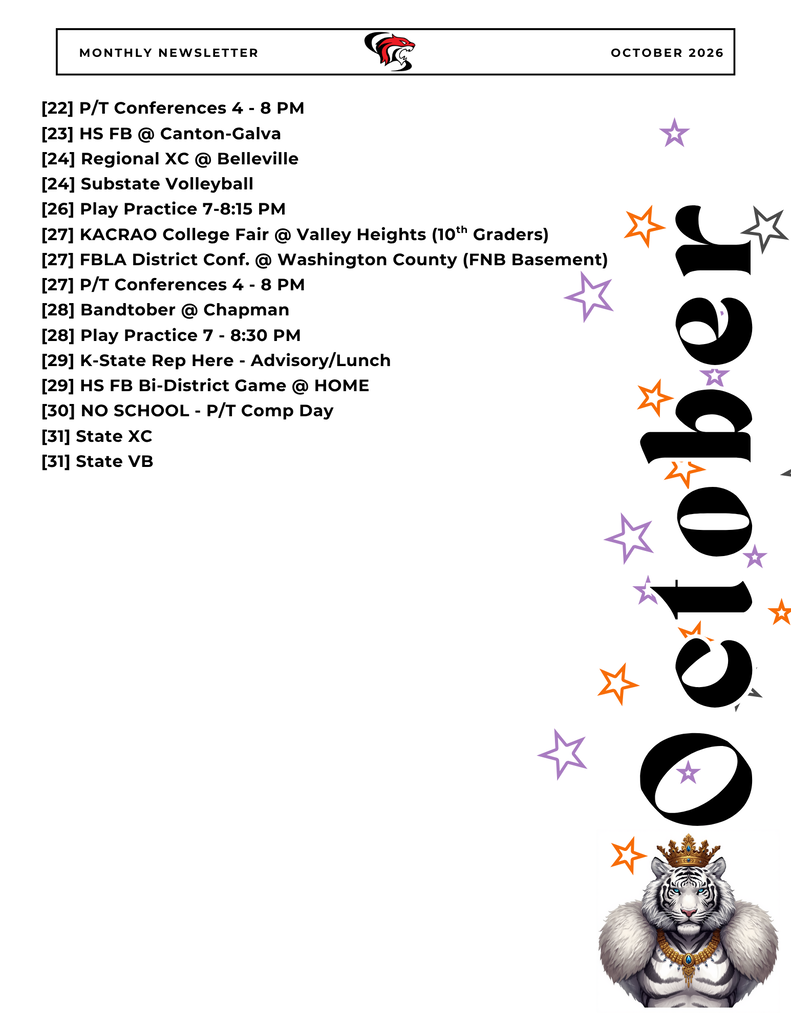 Activities for the Month of October