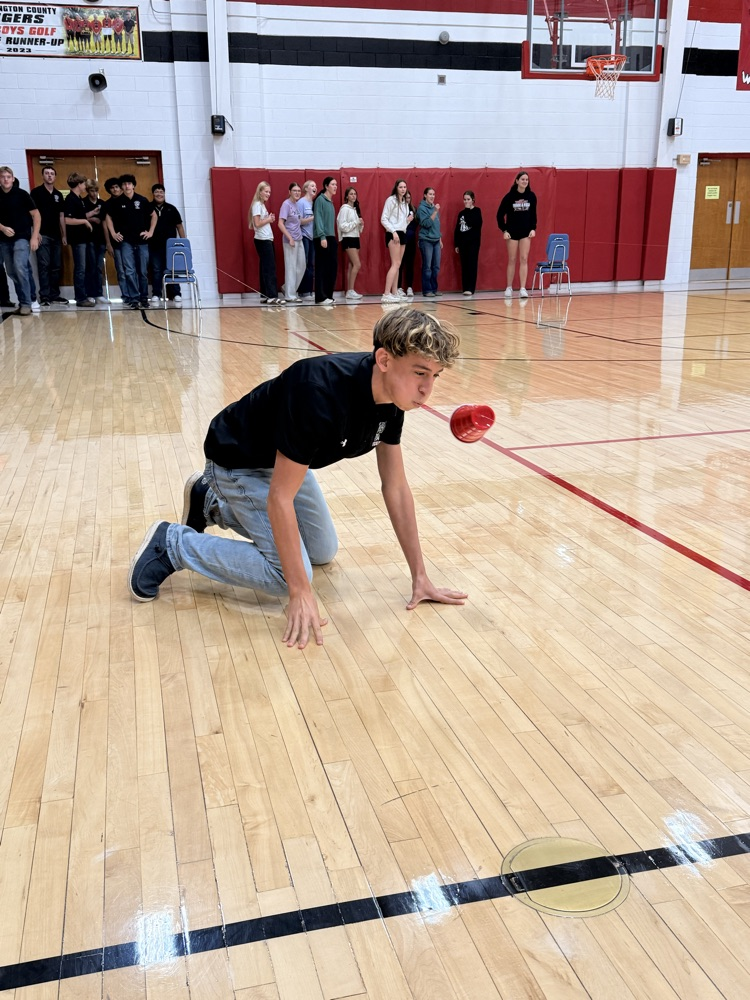 Chris Kern participating in the Pep Rally Game
