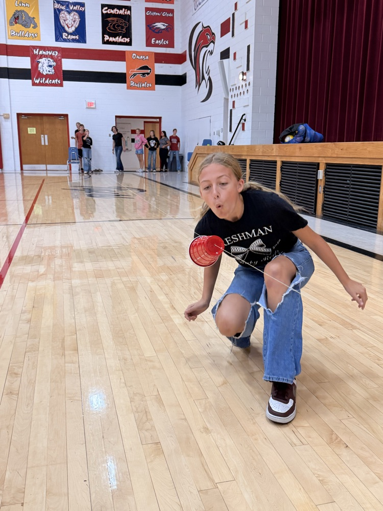 Aubri Applegarth participating in the Pep Rally Game