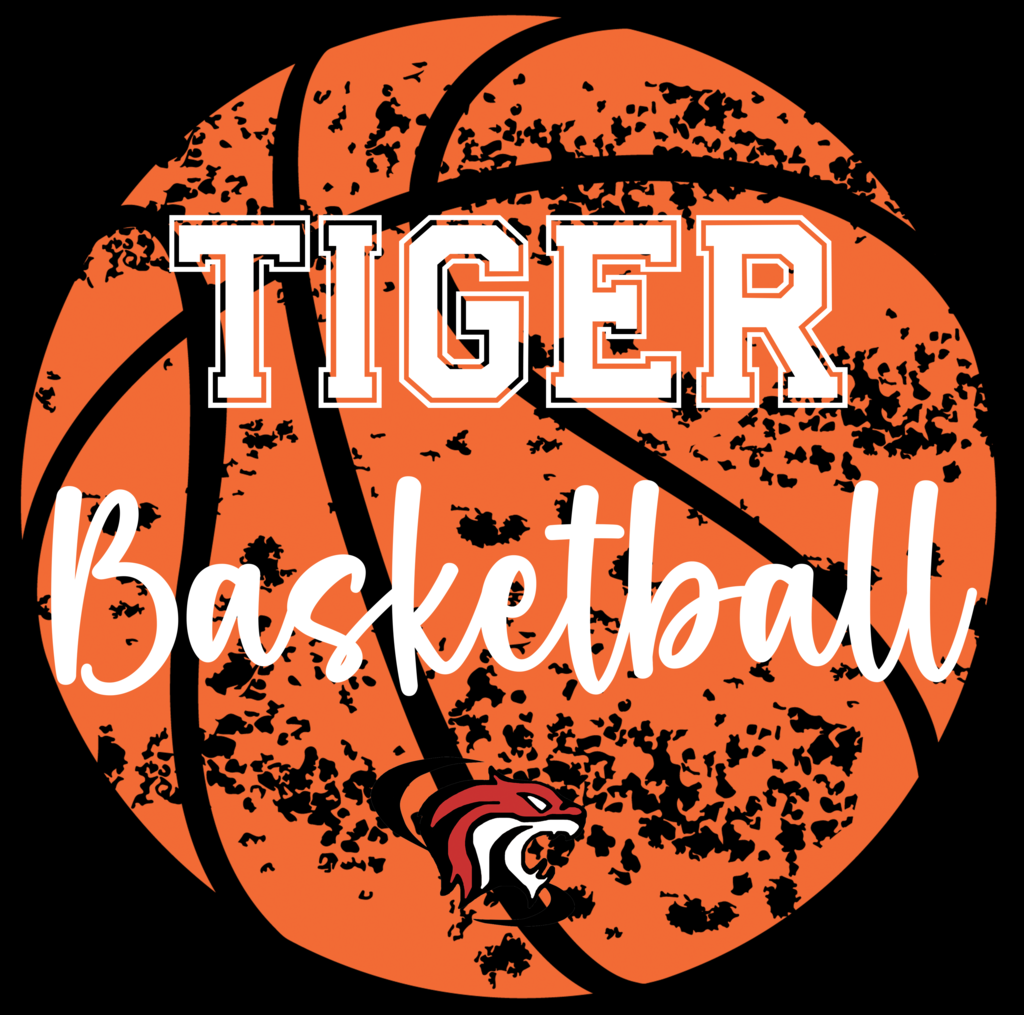 JH Girls basketball design with a basketball, WC tiger, and the words Tiger and basketball
