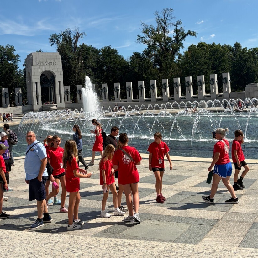 Manor students at a memorial